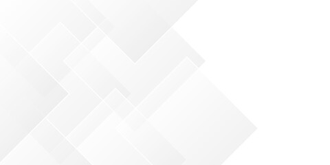 Wall Mural - abstract white and gray overlap triangle geometric technology design. minimal rectangle randomly arr