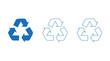 © Moin - Blue Three Recycle Symbols in Different Styles on transparent background