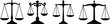 © Nobin's World - Scales of justice silhouettes, balance scale icons, law and legal symbols, equality concept design, cad drawing flat vector illustration