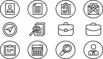 Outline icons for online job search and career development vector graphics scalable eps
