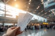 © Stitch - Holding boarding passes at a busy airport during golden hour in the evening