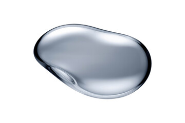 Wall Mural - Abstract silver liquid droplet on transparent background,  smooth, glossy, and reflective. background removed