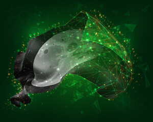 Moon, vector 3d flag on green background