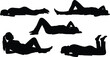 © Miraj World - People lying down silhouettes, resting poses, relaxed body positions, silhouette art, leisure postures, peaceful lying figures, silhouette collection