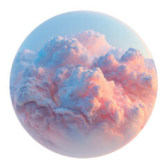 Wall Mural - a spherical image of pastel pink and blue clouds, seemingly floating in a dark void. background remo