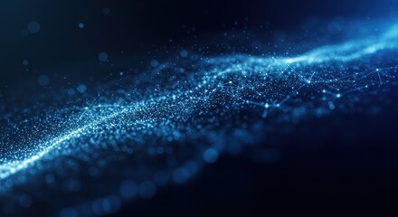 Wall Mural - Abstract Blue Network: Glowing Particles and Interconnected Lines on Dark Background