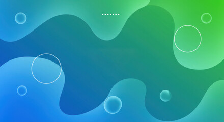 Wall Mural - Abstract Fluid Gradient Background with Bubbles and Dots, Modern Design.