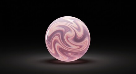Wall Mural - Abstract Swirling Pink Easter Egg on Black Background