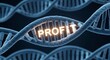 © Leja - DNA strand highlighting the word 'PROFIT' - A concept of genetic influence on financial gain