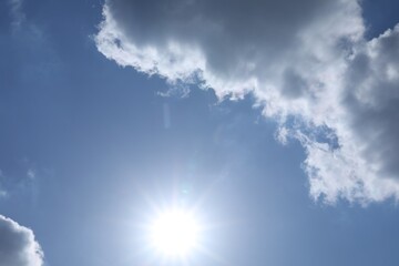 Wall Mural - beautiful blue sky with clouds on sunny day, bottom view