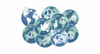© 花子Studio - Global Harmony Illustration with Peace Symbols and Earth Globes, Ideal for Promoting Peace Initiatives and International Cooperation Projects
