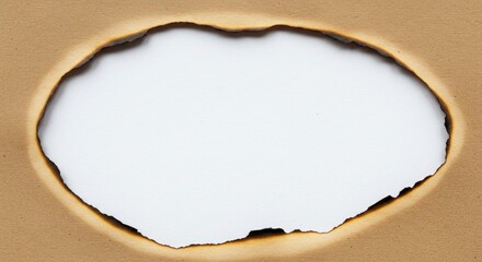 Wall Mural - Burnt Paper Hole: Abstract Composition, Charred Edges, Negative Space, Texture.