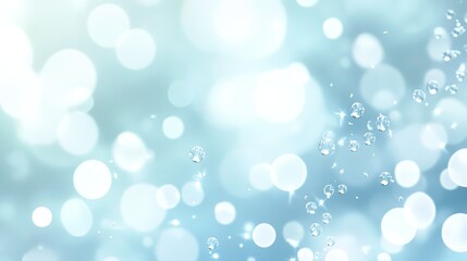 Light Blue Bokeh Background with White Circles and Bubbles, Dreamy Blurred Light Spots, Abstract Art Design