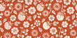 © Rahul - Charming hand drawn white strawberries and wildflowers seamless pattern on a warm terracotta background
