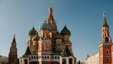Exploring st. Basil's cathedral moscow architectural marvel clear sky background panoramic view cultural significance
