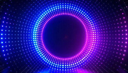 A vibrant circular light fixture adorned with an array of colorful LED lights, casting a mesmerizing glow in various hues, creating a festive ambiance.