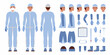 © Mityunjoy - Medical professional character kit with protective clothing and accessories for healthcare and science illustration