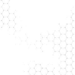 Abstract hexagon network design, white background