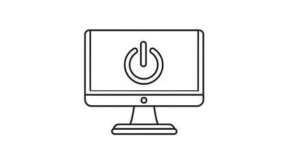 Computer screen power button, off, simple, white background, website design