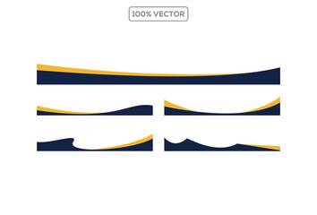 Wall Mural - Collection of wave  yellow blue separator footers, modern dividers shapes vector design illustration element template