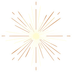 Wall Mural - minimalist sunburst drawing with light tan and cream rays against a plain white background