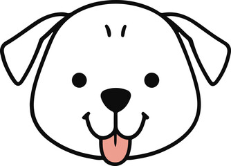 Naklejka na meble single line drawing of dog face, simple black outline, white background, friendly style 2