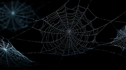 Dew Covered Spiderwebs at Night Intricate Nature Photography