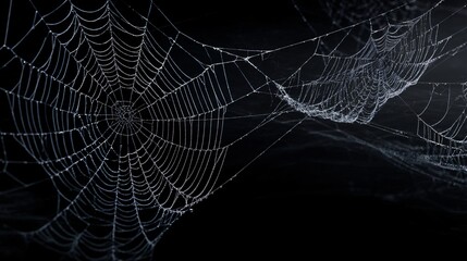 Dew Covered Spiderwebs at Night Intricate Nature Macro Photography