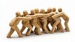 © Molly P - Teamwork and Cooperation Concept with Wooden Figurines Pulling Together