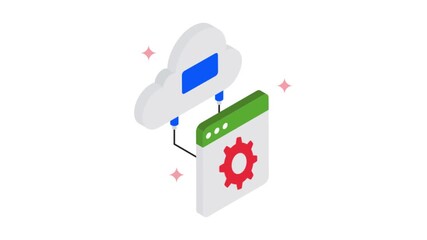 Cloud Api isometric animation MP4 file
