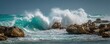 © dinda - Powerful ocean waves crashing against rocks