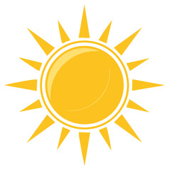 Wall Mural - Bright glossy sun icon vector illustration Simple summer weather symbol with sharp rays