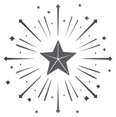 Wall Mural - shining star burst illustration with radiating lines and scattered sparkling elements