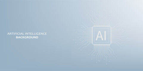 Web banner with robot hand pressing power button, technology, machine learning, neural network, Artificial Intelligence (AI). vector ilustration.