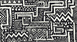© sultan - Monochrome ethnic pattern with hand-drawn geometric shapes and tribal design elements