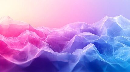 Wall Mural - a vibrant abstract design features a landscape of geometric shapes, showcasing a blend of soft pink,