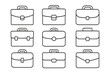 © Hanna - Briefcase icon set. Business portfolio collection. Simple outline vector illustration. Office work bag symbol for web and apps. Editable stroke. Finance document case sign.