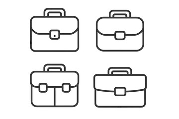 Business briefcase line icon set. Professional work bag and portfolio outline symbols. Corporate document case vector collection. Editable stroke pictogram for web and apps.