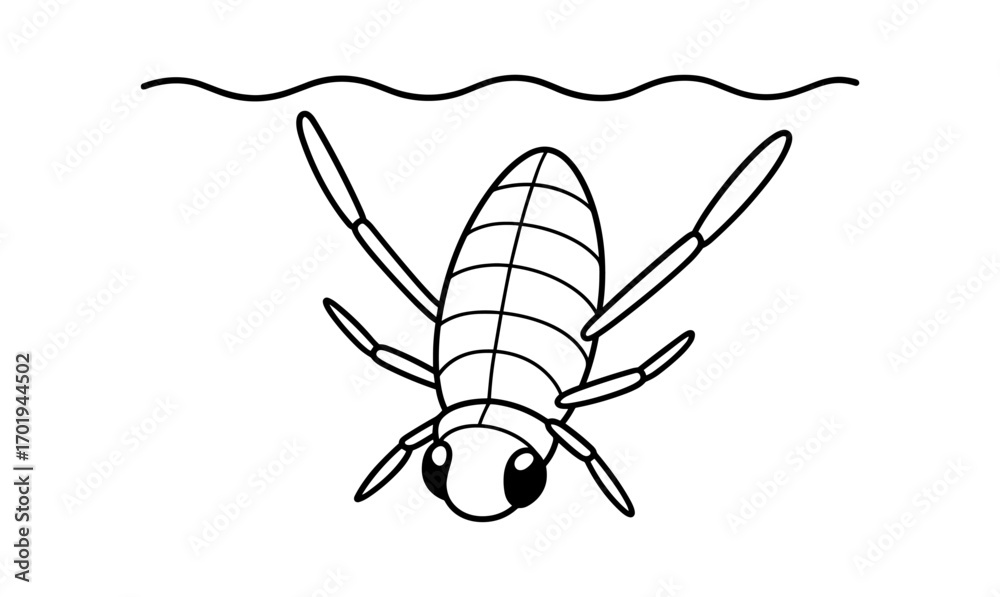 Water Insect Coloring Pages Backswimmer insect simple coloring page for kids and educational ...