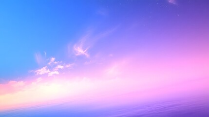 Wall Mural - A serene and dreamy landscape featuring a soft gradation of pastel hues across a vast expanse of sky and clouds, creating a captivating and ethereal atmosphere.