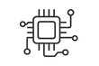 © Jane - Minimalistic linear icon of computer chip with circuit scheme, editable stroke vector illustration for technology design, apps, banners, digital posts, electronics symbol