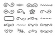© Ida - Hand drawn doodle dividers, swirls, and borders set. Vector collection of decorative sketch elements. Pencil flourishes, arrow, hearts, and flower for creative design. Ornate vintage scroll.