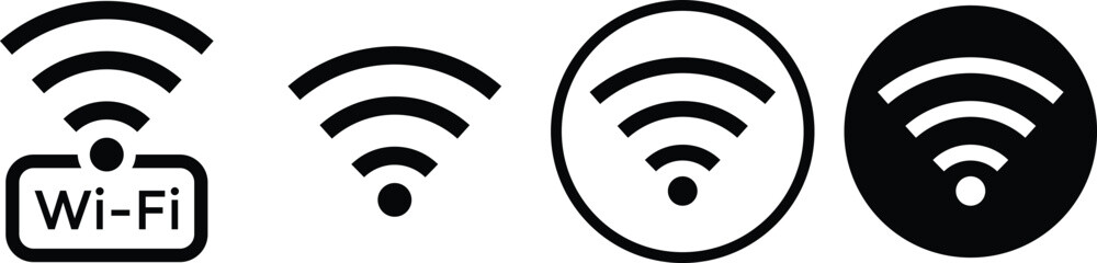 Wall Mural - wireless and wifi icon set. Wireless internet Sign. wi-fi point icon. Wireless connection vector illustration

