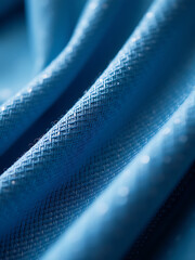 Wall Mural - textured blue fabric intricate diamond weave patterns illuminated soft morning light casting gentle
