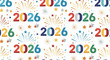 © fidanluth - Colorful 2026 New Year Pattern with Fireworks and Stars.