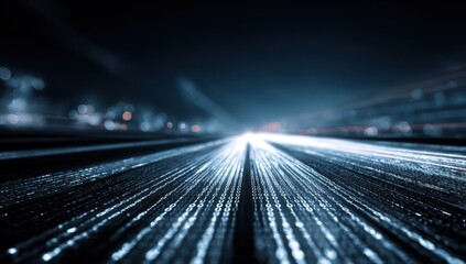 Digital Highway: Data Stream at Night