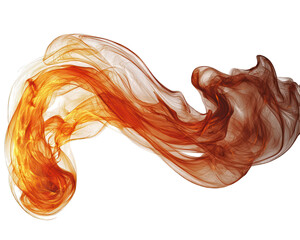 Wall Mural - Translucent flowing fabric, warm colors orange, red, brown swirl against black