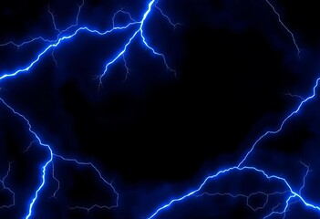 Wall Mural - Abstract swirling dark background with vibrant electric blue lightning bolts, streak, light