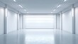 © Generative AI - Bright, Clean Empty Industrial Space with White Walls, Concrete Floor, and Closed Door for Logistics