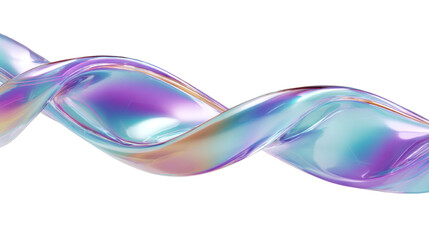Wall Mural - Captivating iridescent fluid form against isolated transparent space, showcasing vibrant pastel